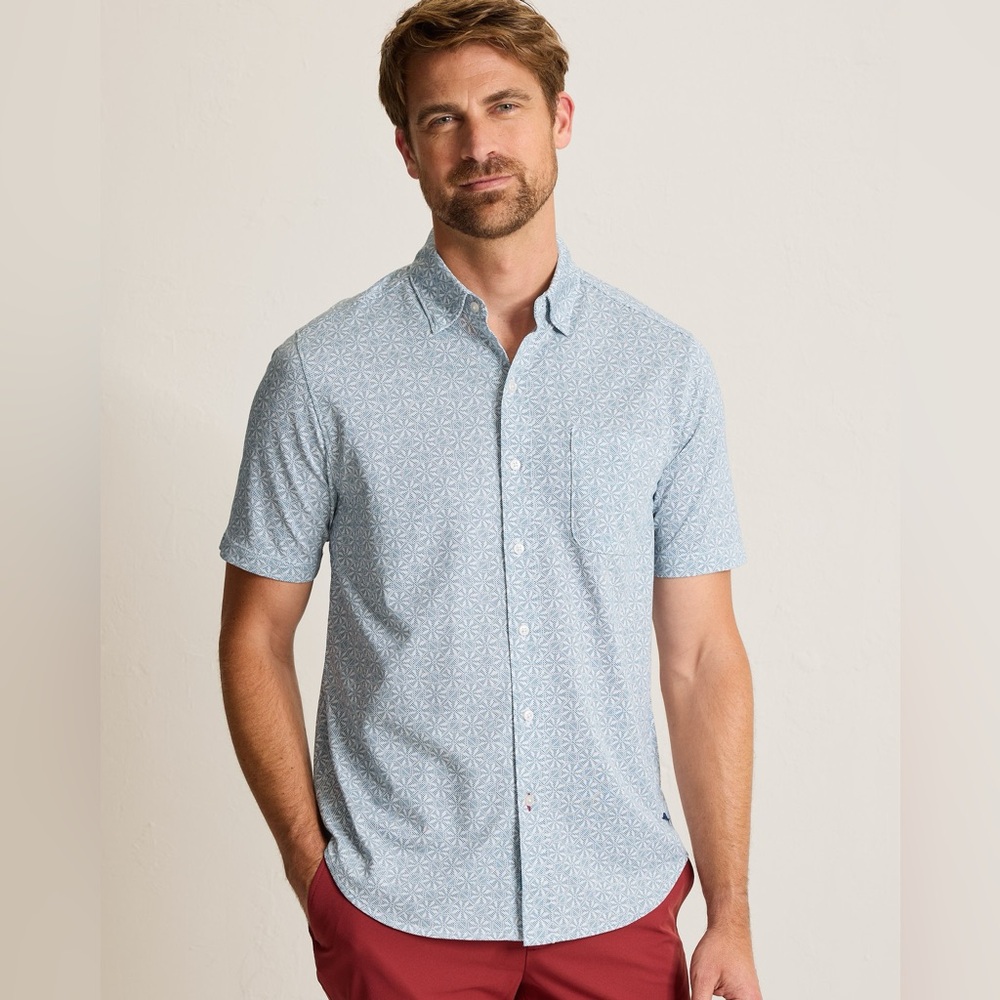 NWT Tommy Bahama San Lucio Breeze Block Stretch Knit Shirt in Blue Ash